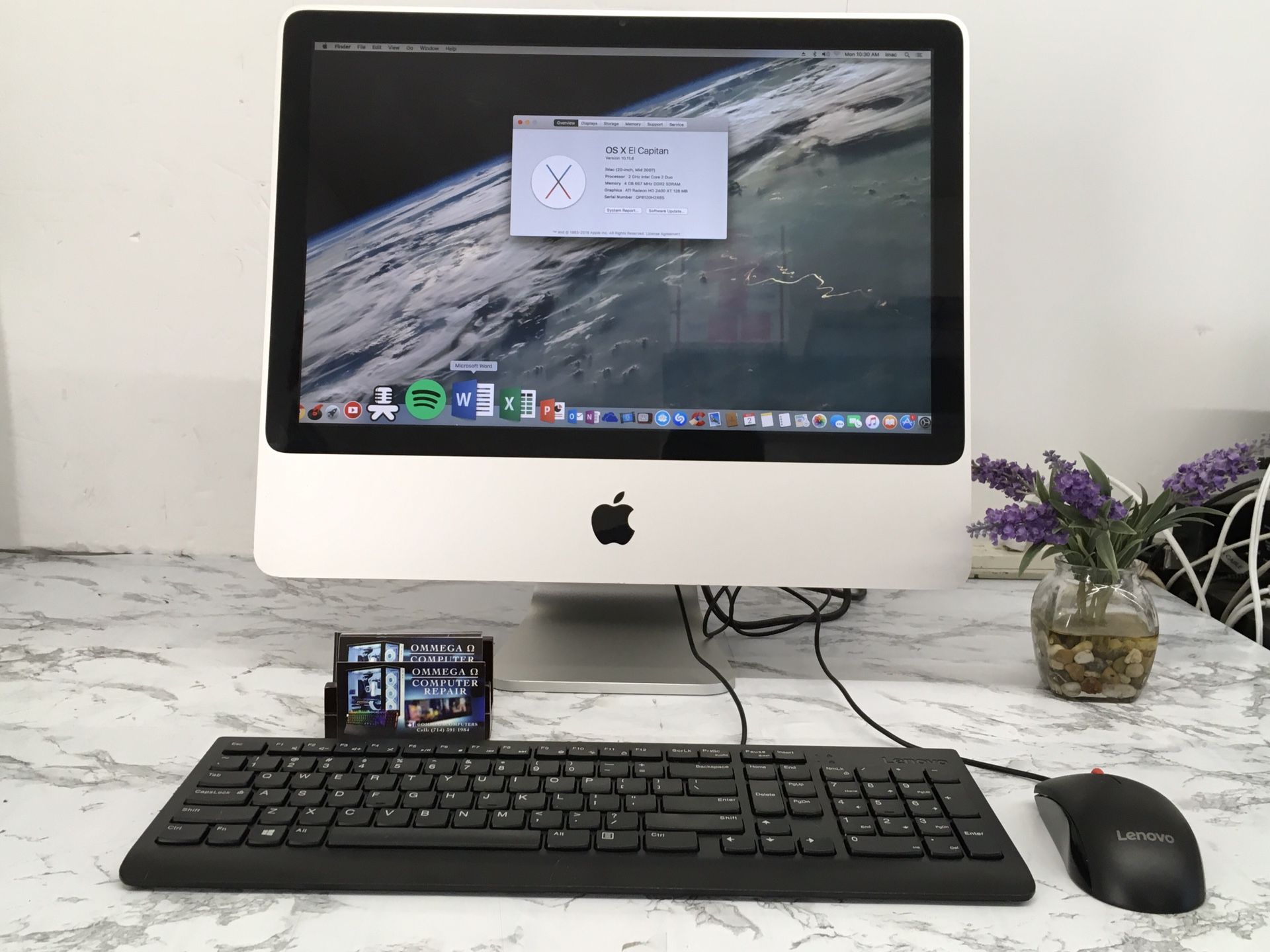 **Apple iMac 20" Mid 2009 with Zoom and Microsoft Office ** *Mac OS El Capitan 10.11.6 ** Price $ 180 ** *Intel Core 2 Duo @ 2.26 ghz. *4 GB ram. dd