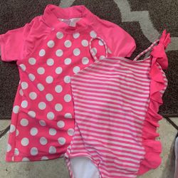 Girls Swimsuit 6x With  Rash Guard 