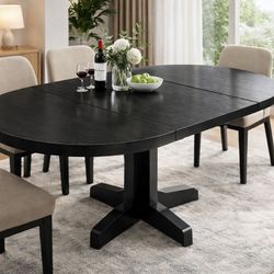 Extendable Oval Dining Table – Black Modern Table