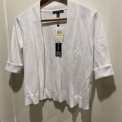 Womens medium cable and gauge white cardigan