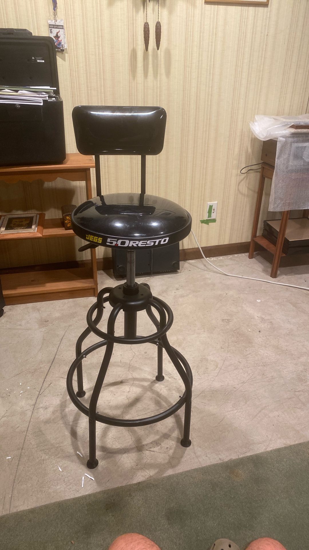 Adjustable Swivel Shop Stool With Backrest