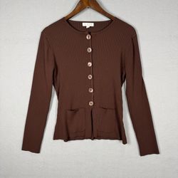 J.Crew Super-Stretch Ribbed Cardigan French Press Brown M