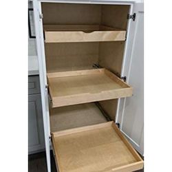 21" Drawer Organizer Roll Wood Tray Kitchen OrganizerDrawer Box, Cabinet Slide Out Shelve Pull-Out Shelf, W/ Wood Spacer Pantry Organization Storage