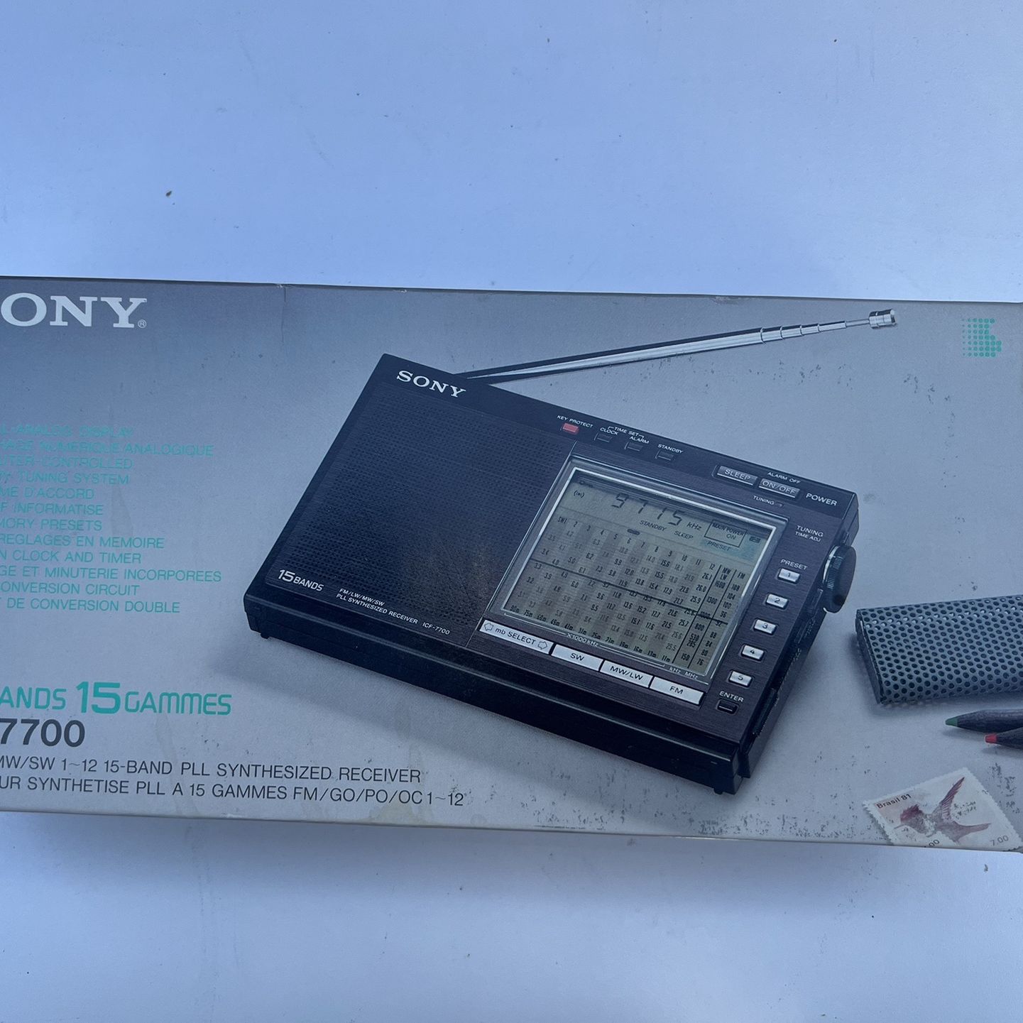 SONY ICF-7700 RADIO 15 BANDS FM/LW/MW/SW PLL SYNTHESIZED RECEIVER