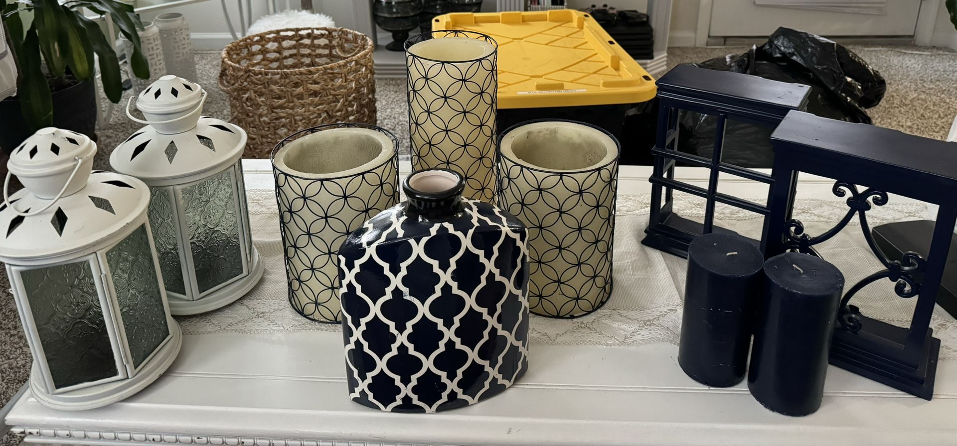Blue and white home decor