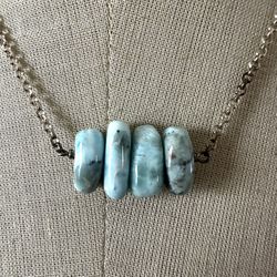 sterling silver  larimar  stone pendant necklace
