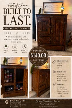 Rustic Solid Wood Pie Safe/Ice Box Cabinet