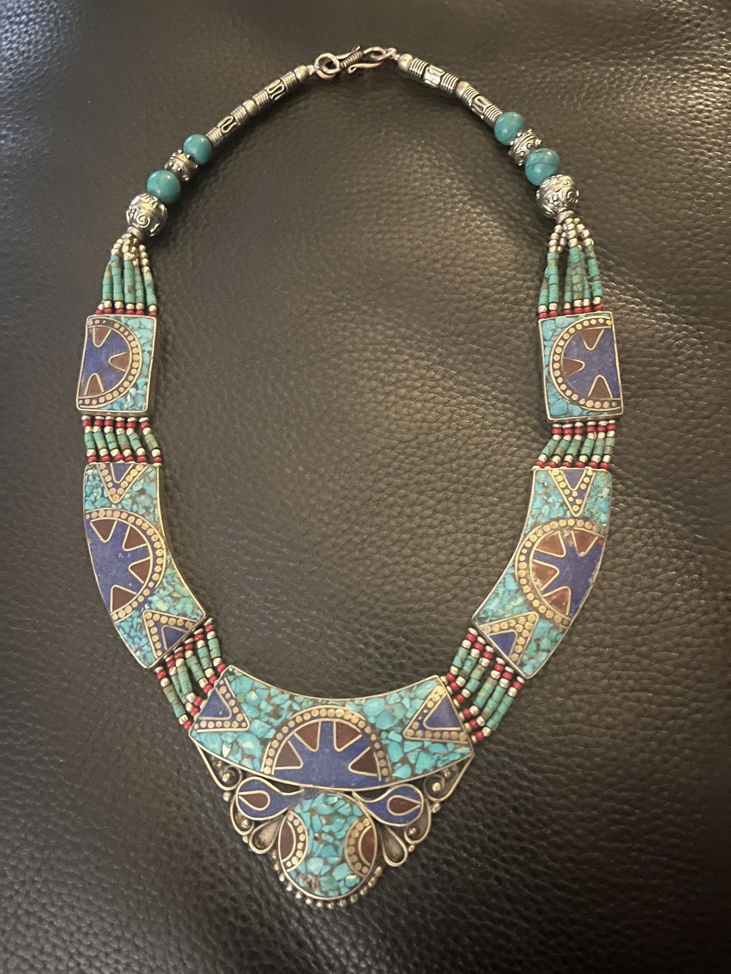 Lapiz Turquoise Tibetan Silver Necklace