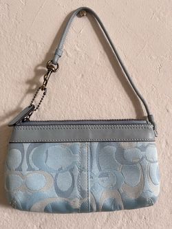 2005 Vintage Coach Signature Icy Baby Blue Pochette wristlet