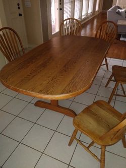Solid wood table plus extender left