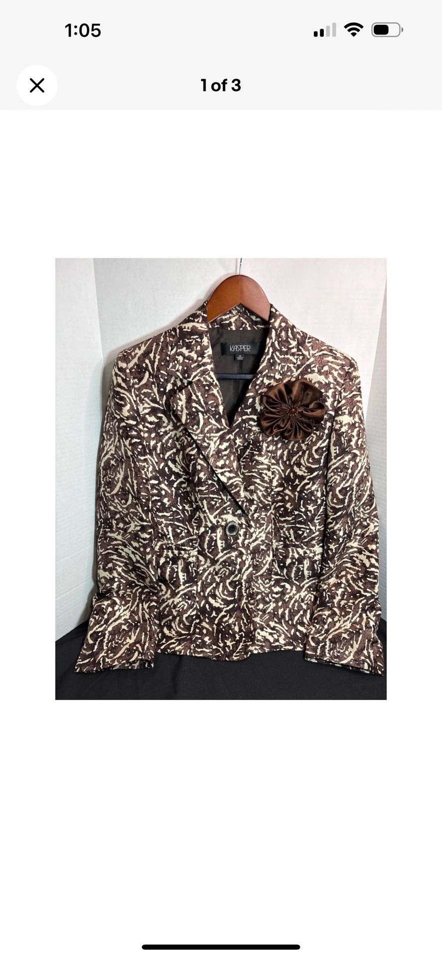 Kasper Brown Floral Blazer Jacket Women's 