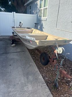 14ft Jon boat, motor and trailer