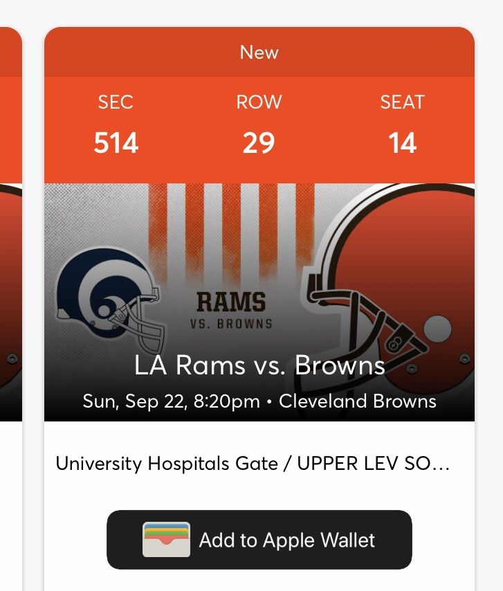 Browns vs rams ticket Sec 514 Row 29