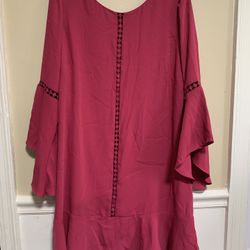 White House Black Market Dress Womens Bell Sleeve Career Classic Lined Pink