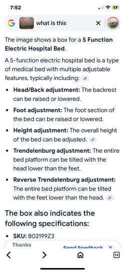 Bed For Elderly. Has Remote Control