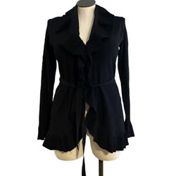 Philosophy Dane Lewis Small Knit Sweater Open Tie Front Ruffle Evening   Elevate your wardrobe with this stunning Philosophy by Dane Lewis cardigan, p