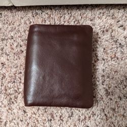 Men's Genuine Cowhide Leather Bifold Vertical Wallet Dark Brown