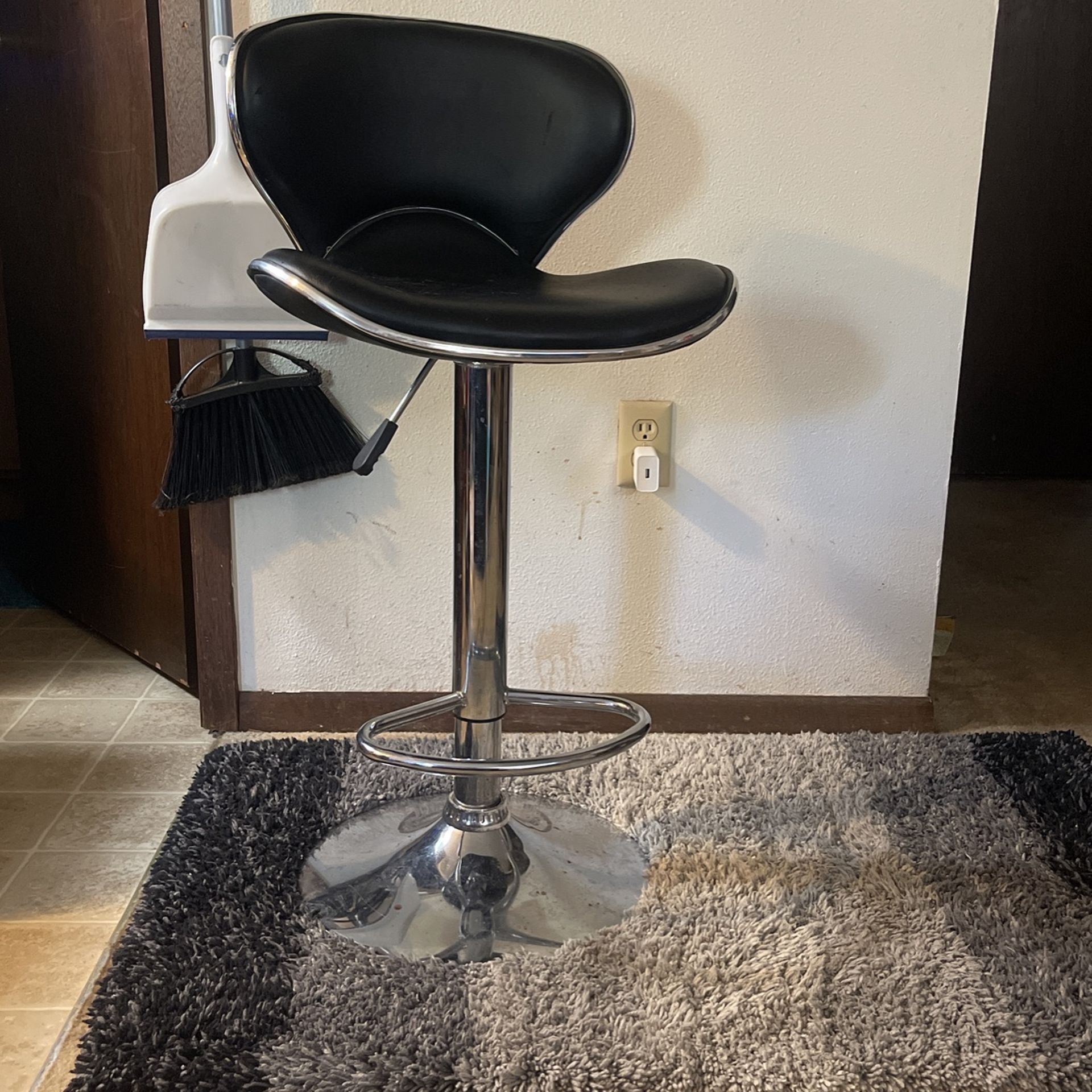 2 Black N Chrome Adjustable Bar Stools 