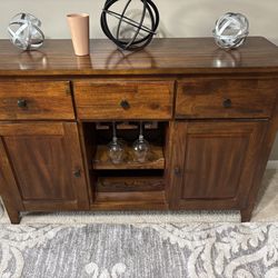 Solid beautiful Cherry Oak Armoire W/ Wine & Cocktail Rack 