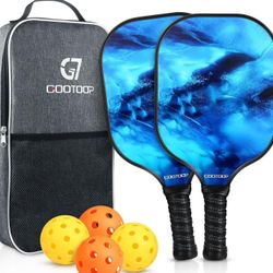 Pickleball Rackets Set of 2 Lightweight Pickle-Ball Equipment with 4 Balls and 1 Portable Case