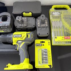 🧰Kit/Set Ryobi 18V🔋 ONE+ HP Brushless Hammer Drill Kit + Batteries +, Charger & New Accessories! 