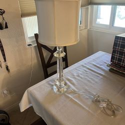 White Crystal End Table Lamp 