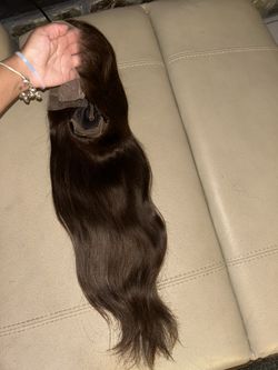 100% Human Hair 30 Inch Straight Brown Wig 