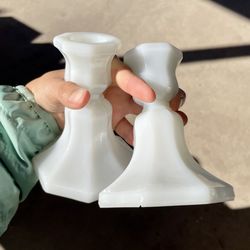 Vintage Milk Glass Candle Holders