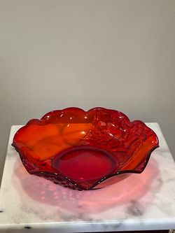 Vintage Ruby Red Glass Fruit Bowl