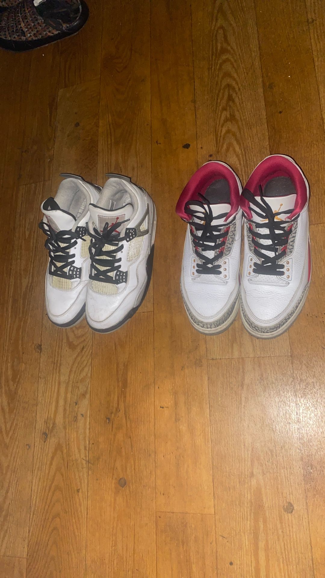 White Cement Jordan 4 And Jordan 3 Cardinal Red