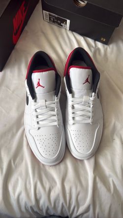 Air Jordan 1 Low White /Gym Red-Black Size 11