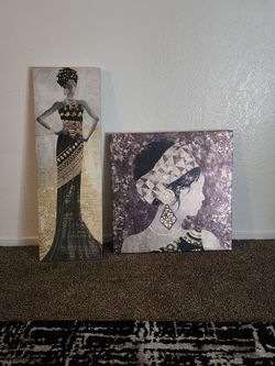 Set of 2 Decorative Women Figure Canvas Wall Art