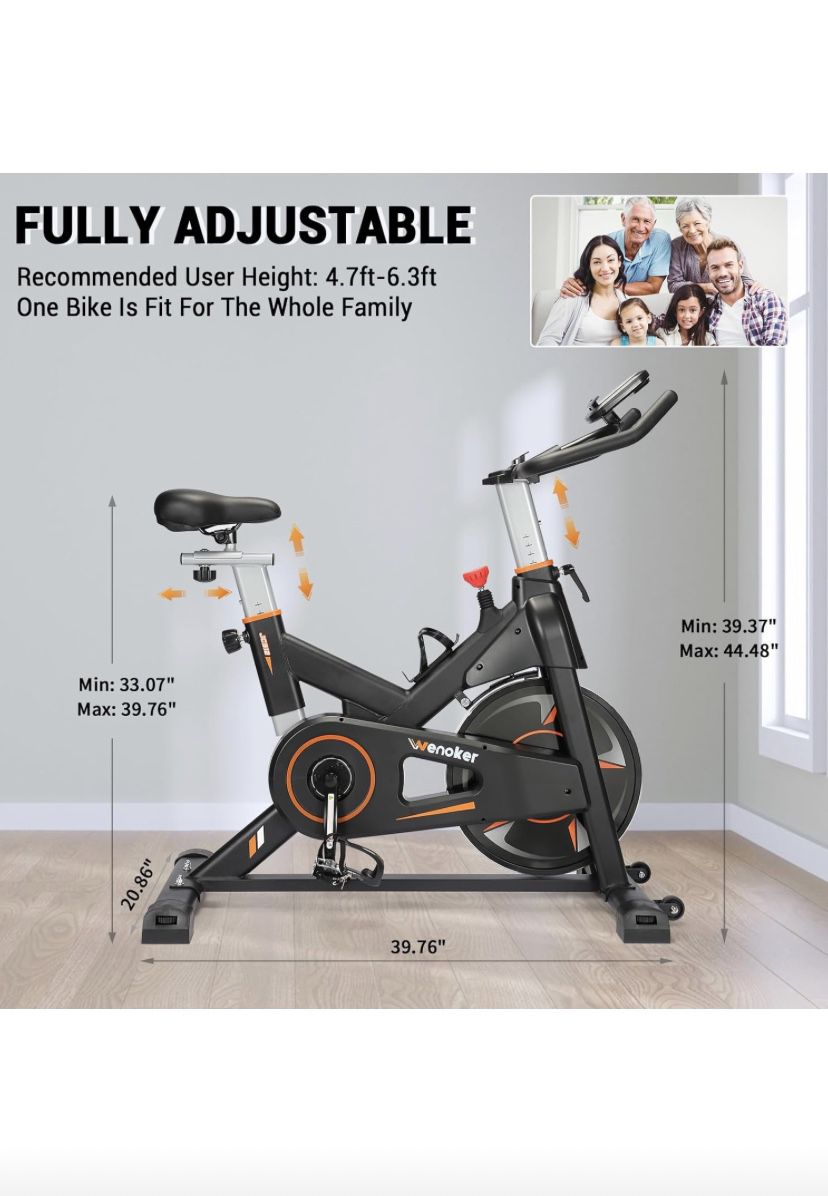 Exercise Bike, Magnetic Resistance Stationary Bike for Home, Indoor Bike with Whisper Quiet, Heavy Flywheel and Upgraded LCD Monitor (Newest V