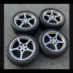 4 — 235/45r17 285/40r18 5x4.75 5x120 Stock Chevy Corvette C5 Chrome Wheels Rims Tires!!!!