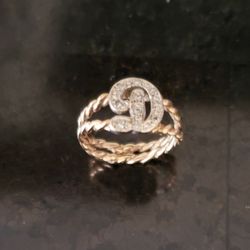 14K DIAMOND INITIAL RING