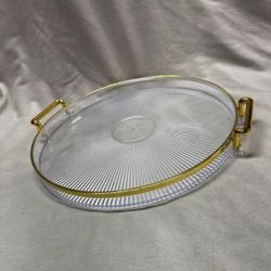 Clear acrylic gold trimmed and handled tray NEW