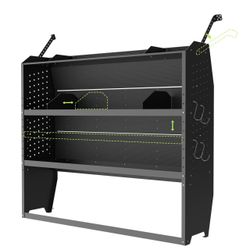 StarONE Cargo Van Shelving Storage Fit For Ford Transit,GMC,Chevy Express,NV,Promaster,Sprinter And Metris W/Hooks,Black,Steel,52" W X 46" H X 13" D