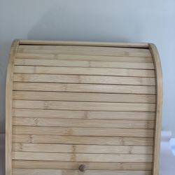 2-Tier Natural Bamboo Wood Bread Box W/Lid Kitchen Storage Counter Bread Keeper