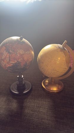 Set of Two Decorative Desktop Globes