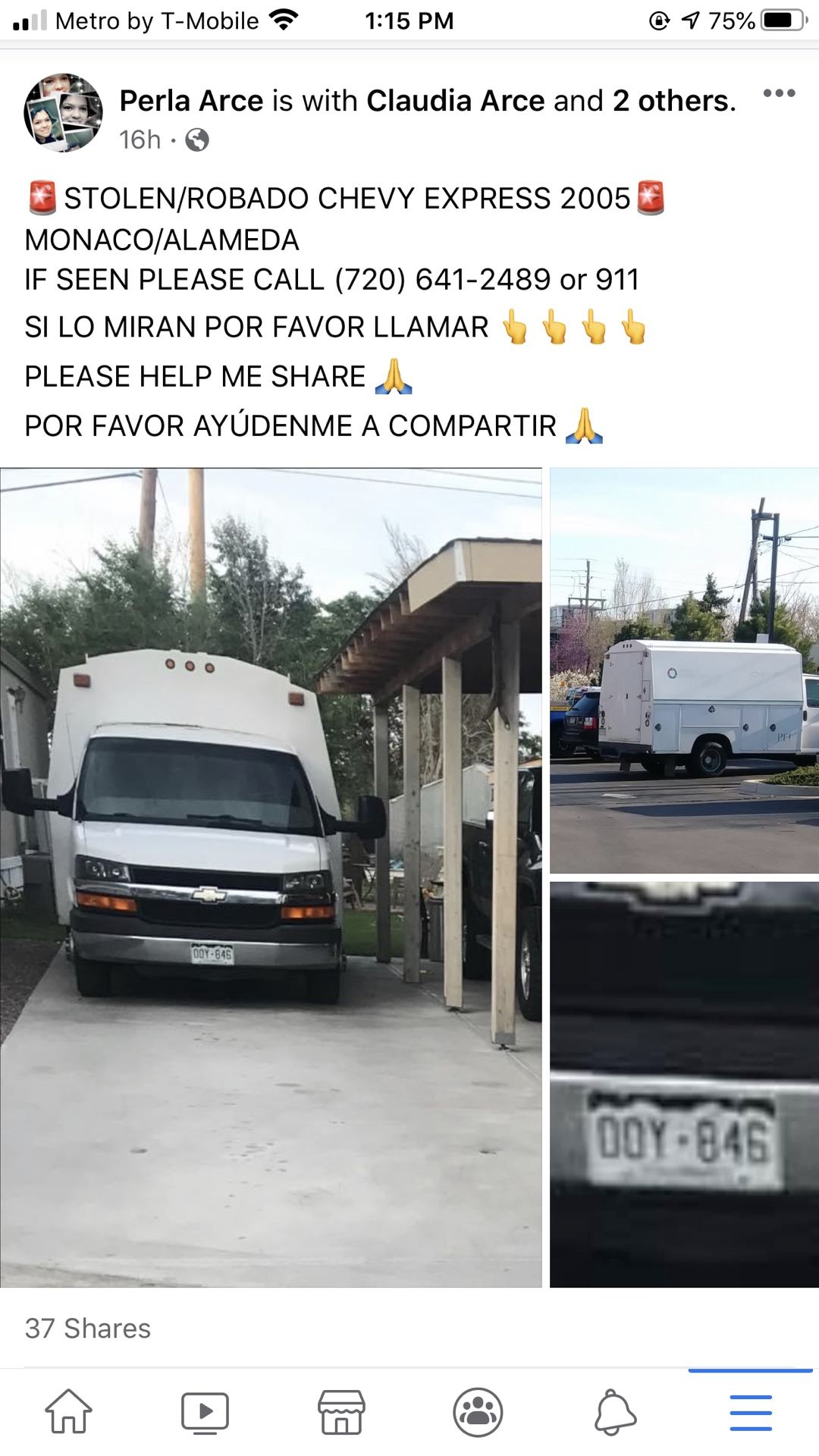 STOLEN/ROBADA CHEVY EXPRESS 2005