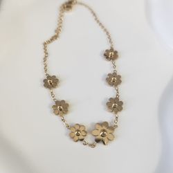 New Gold Stainless Steel Flower Anklet