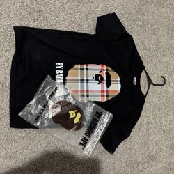 BAPE black & yellow plaid beanie