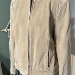 Valerie Stevens 100% leather suede jacket Size Large Tan 90s Mint Condition