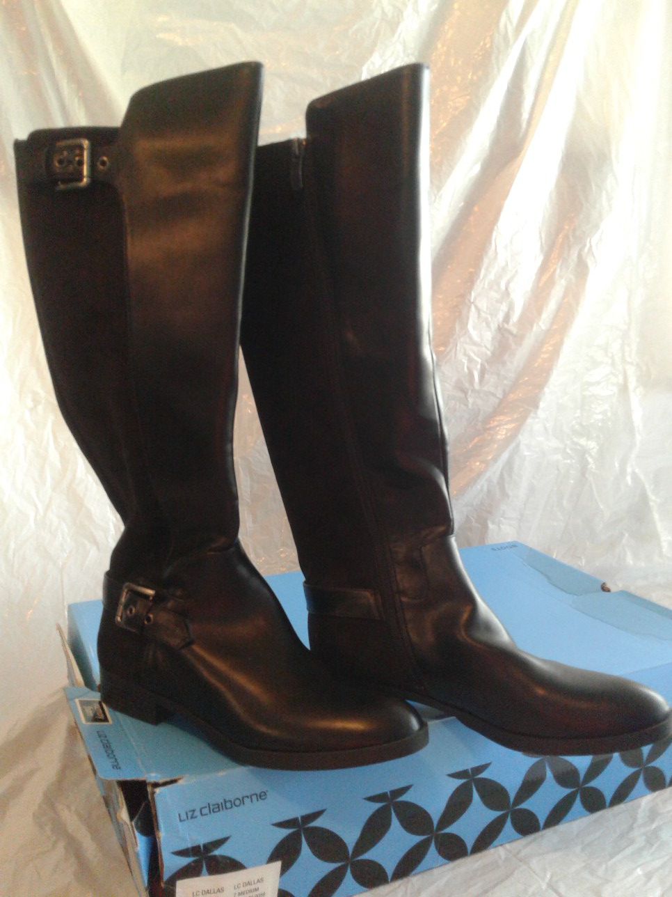 Liz Claiborne black boots Riding Festival Block Heel