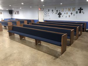 Photo Pews in good shape 10 of them 15 ft Long very solid. Built
