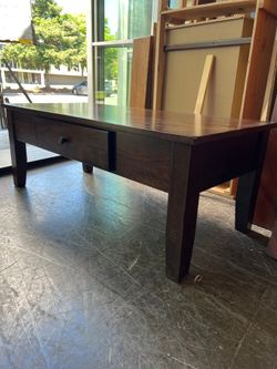 Dark Wood Coffee Table with Drawer