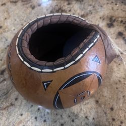 vintage Native American Southwestern gourd bowl 10” X 7”