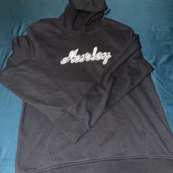 Hurley Hoodie Mens Black Pullover Fleece Script Embroidered Logo Neon