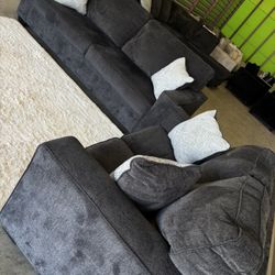 Slate Grey Ashley Furniture 2pc Sofa Couch Set (DELIVERY AVAILABLE)