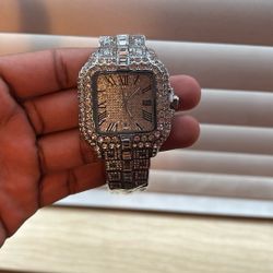Iced Out Cartier Santos 40 Mm Lab Diamond 